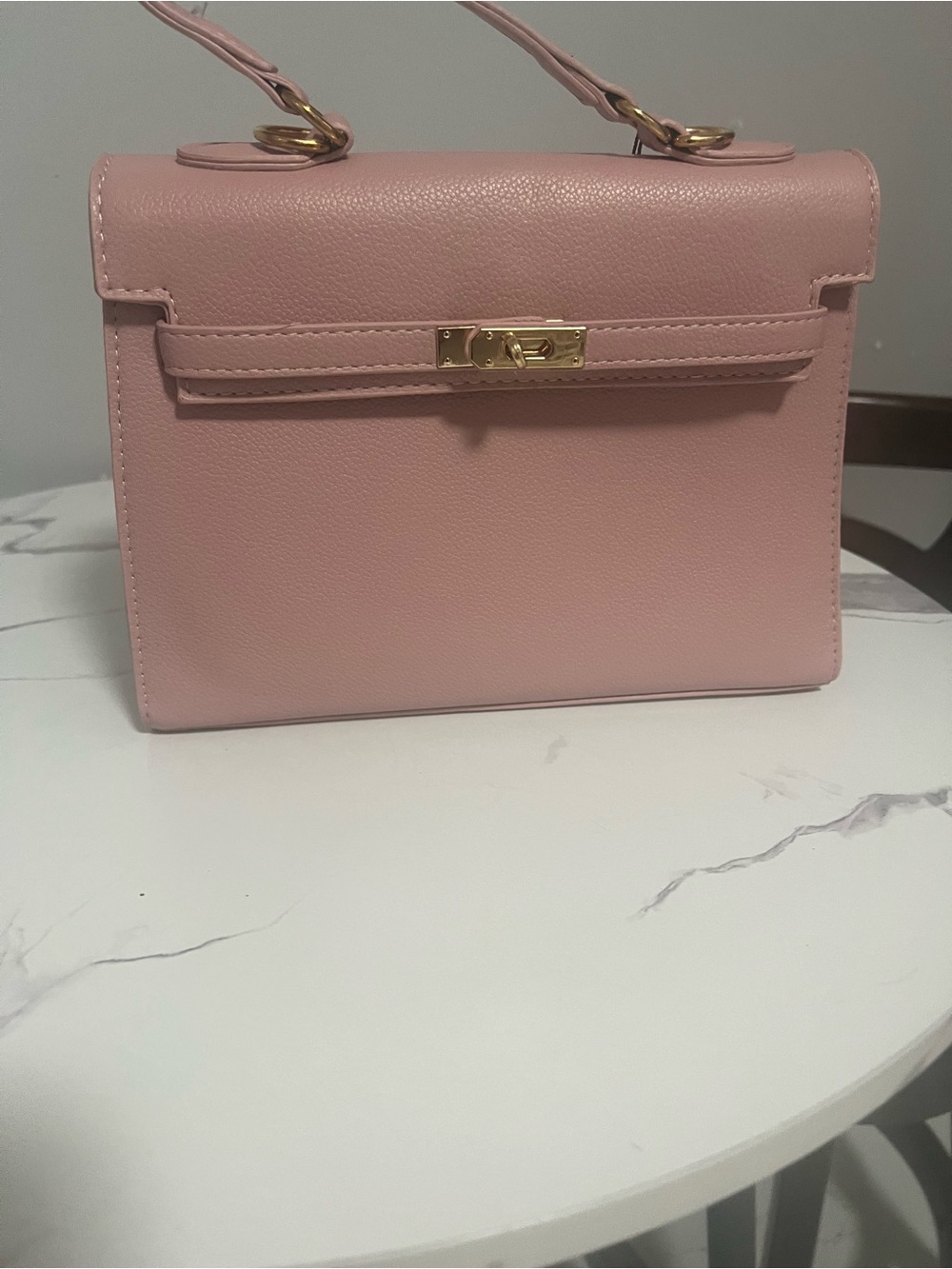 EGO Blush Pink Structured Top-Handle Crossbody Bag